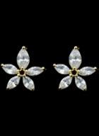 Romwe Gold Diamond Flower Stud Earrings