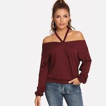 Romwe Solid Halter Sweatshirt