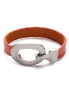 Romwe Orange Faux Leather Metal Hook Bracelet