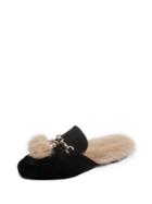 Romwe Double Pom Pom Decorated Suede Flats