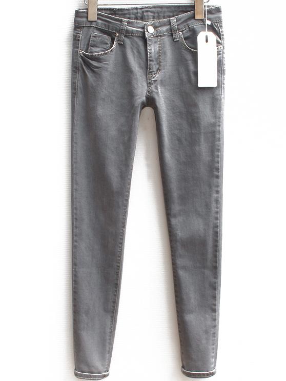Romwe Denim Slim Grey Pant