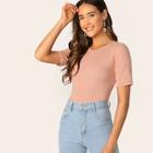 Romwe Form Fitted Rib-knit Tee