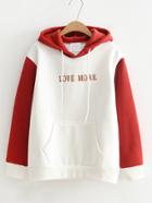 Romwe Kangaroo Pocket Two Tone Hoodie