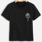 Romwe Plus Rose Print Tee