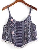 Romwe Spaghetti Strap With Ball Geometric Print Cami Top