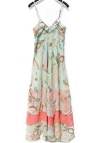 Romwe Spaghetti Strap Floral Maxi Dress