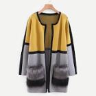 Romwe Contrast Faux Fur Cut And Sew Cardigan