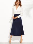 Romwe Color Block Deep V Neck Combo Dress