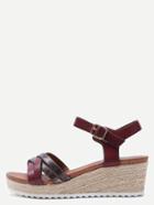 Romwe Red Cross Straps Pu High Heeled Sandals