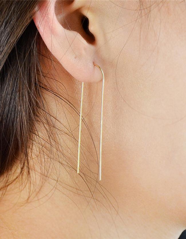 Romwe Gold Long Earrings For Women