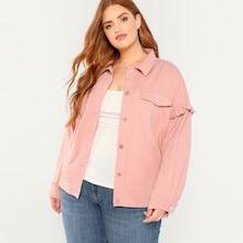 Romwe Plus Frill Trim Button Up Jacket