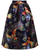 Romwe Owl Print Flare Skirt