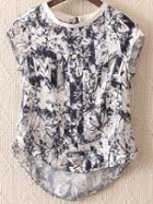 Romwe Multicolor Dolphin Hem Zipper Back Print Blouse