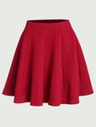 Romwe Red Vertical Panel Flare Skirt