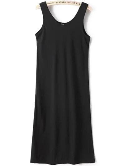 Romwe Scoop Neck Sleeveless Black Dress