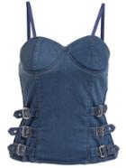 Romwe Spaghetti Strap Buckle Denim Cami Top