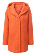 Romwe Orange Hoodied Coat