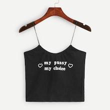 Romwe Letter And Heart Print Cami Top