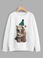 Romwe Bear Print Sweatshirt