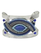 Romwe Blue Gemstone Cuff Bracelet