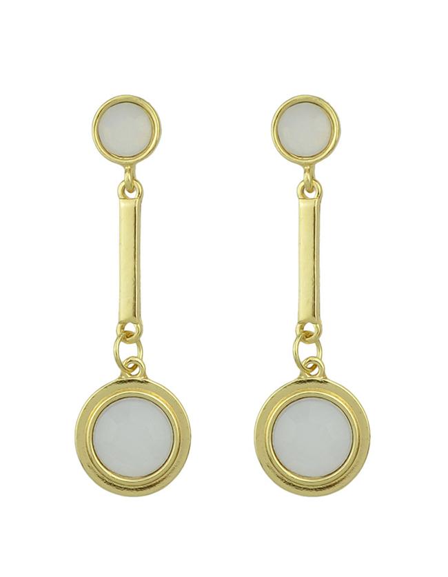 Romwe Gold Plated Stone Long Earrings