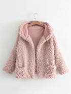 Romwe Faux Fur Short Hooded Coat