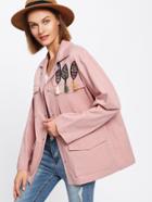 Romwe Leaf Embroidered Tassel Embellished Jacket