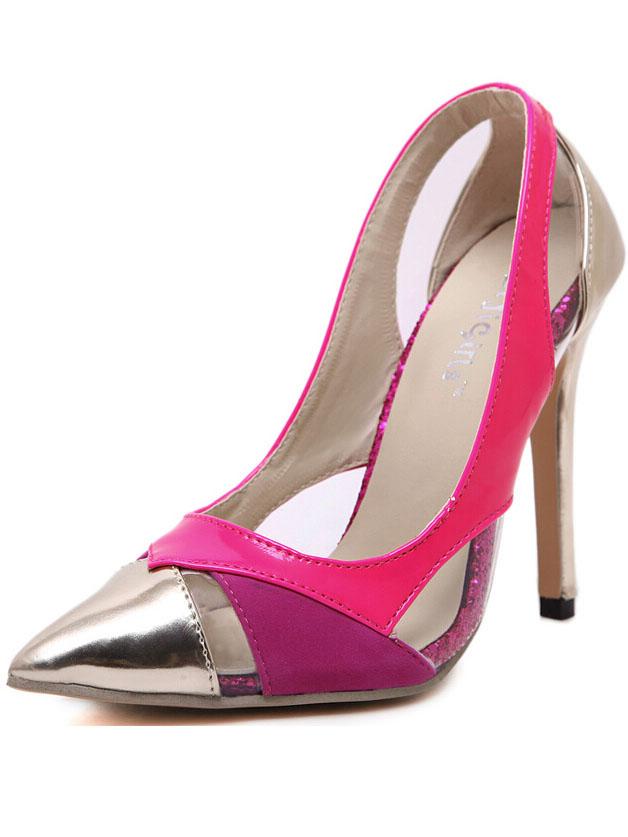 Romwe Red High Heel Hollow Pumps