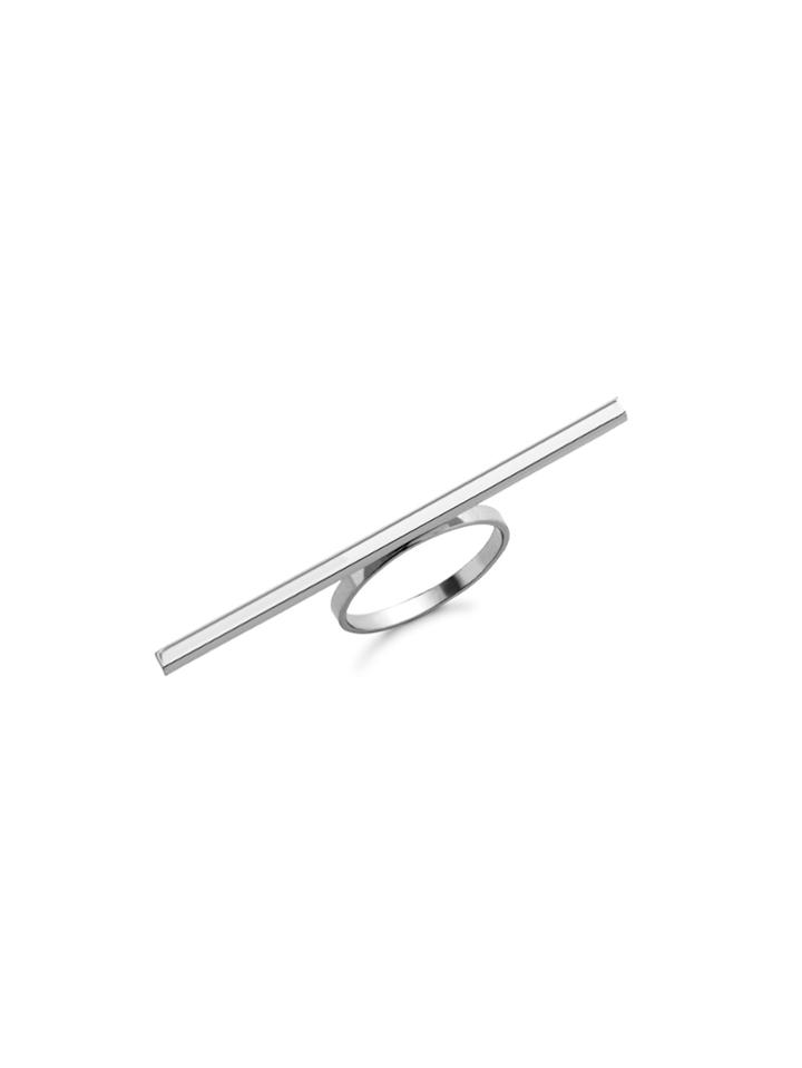 Romwe Silver Plated Horizontal Bar Ring