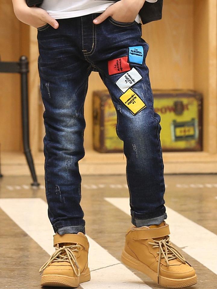 Romwe Multicolor Patched Detail Jeans