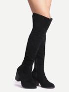 Romwe Black Suede Over The Knee Zipper Boots
