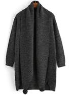 Romwe Shawl Collar Dip Hem Split Sweater Dress With Scarf