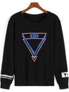 Romwe Round Neck Triangle Print Sweatshirt