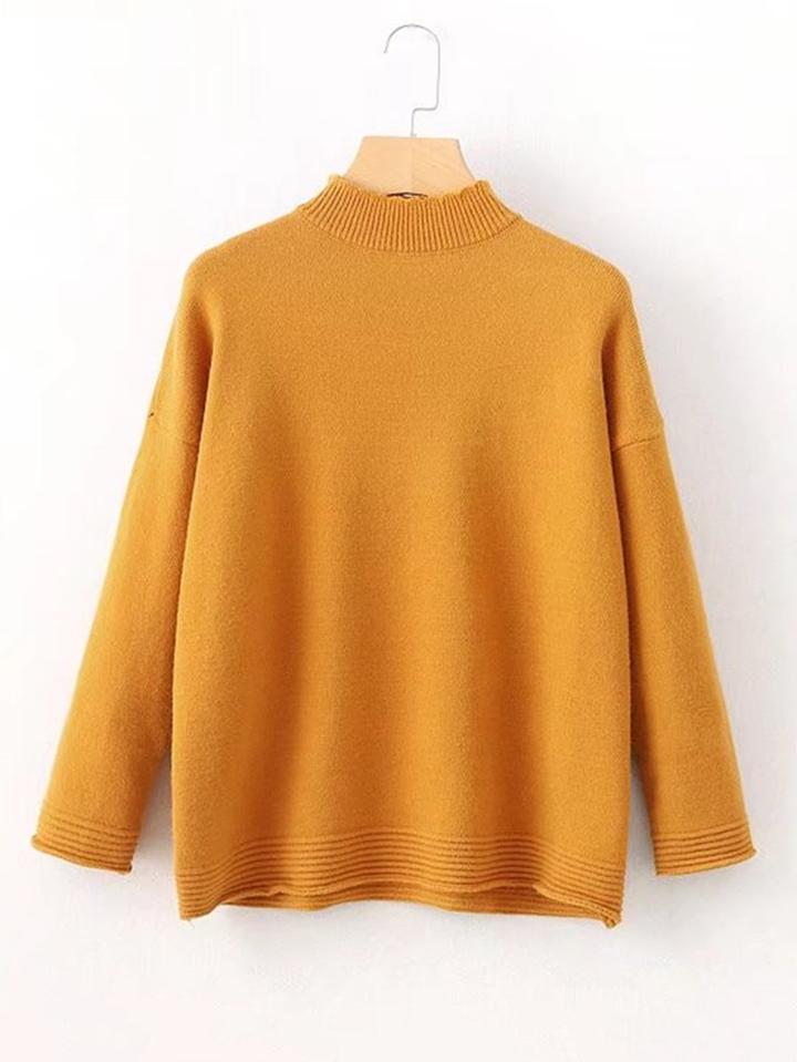 Romwe Mock Neck Drop Shoulder Knitwear