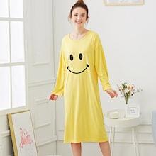 Romwe Smile Print Drop Shoulder Night Dress