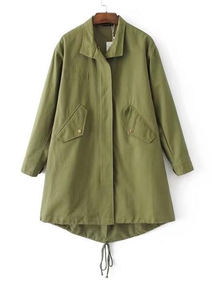 Romwe Flower Embroidered Parka Coat