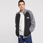 Romwe Guys Letter Print Two Tone Jersey Jacket