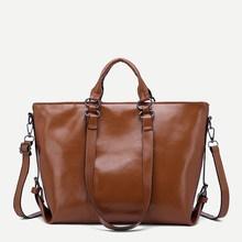 Romwe Solid Tote Bag With Adjustable Strap