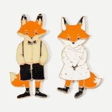 Romwe Fox Design Brooch Set 2pcs