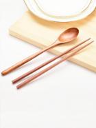 Romwe Wood Spoon & Chopsticks With Wrap Bag