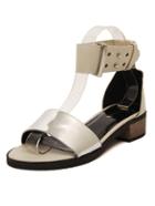 Romwe Metallic Thick Strap Buckled Apricot Sandals