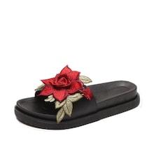 Romwe Flower Applique Slide Sandals