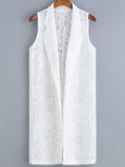Romwe Lapel Slit Back Lace Vest