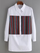 Romwe Vertical Striped White Shirt Dress