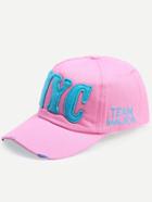 Romwe Pink Embroidered Letters Baseball Hat