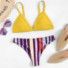 Romwe Mix And Match Random Striped Bikini Set