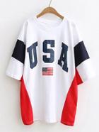 Romwe Color Block American Flag Print Tee Dress