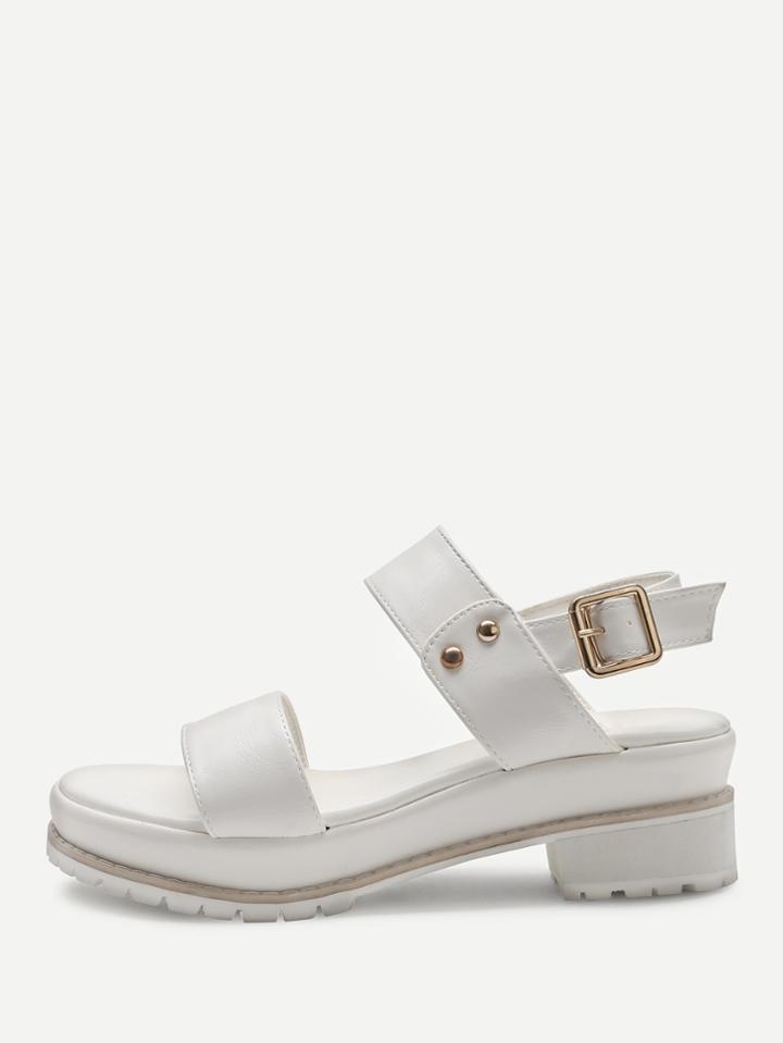 Romwe White Sling Back Cute Pu Sandals