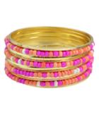 Romwe Hotpink Beads Bracelets And Bangles