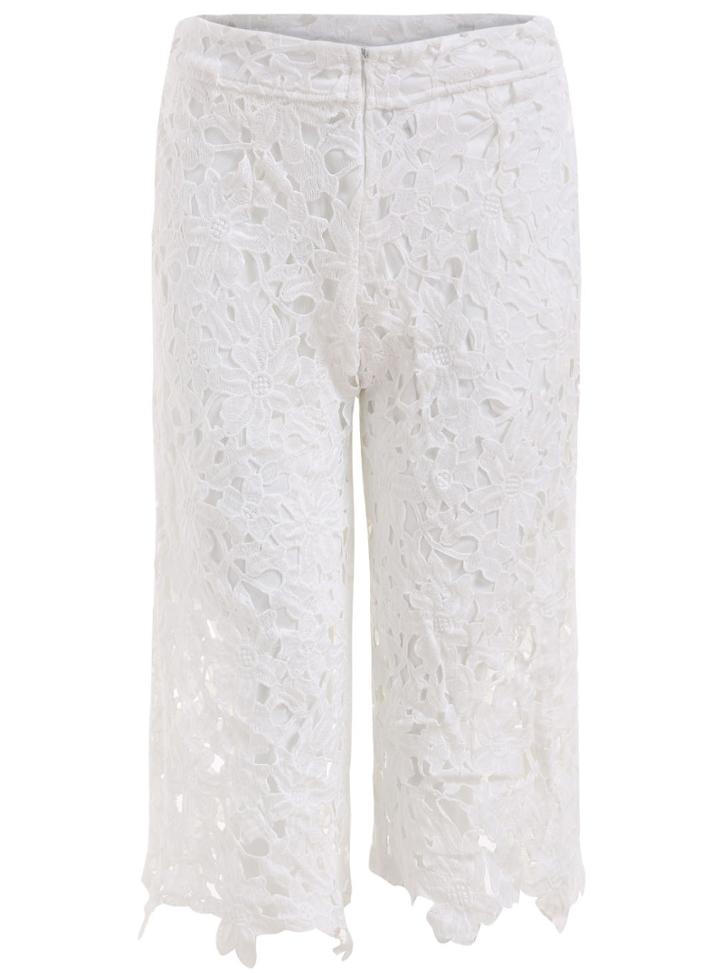 Romwe Lace Wide Leg White Pant